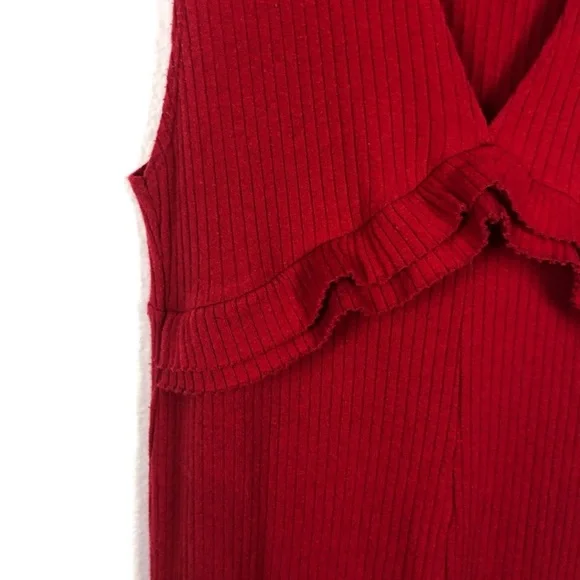 Zara Red Knit Frill Jumpsuit - Picture 4 of 4